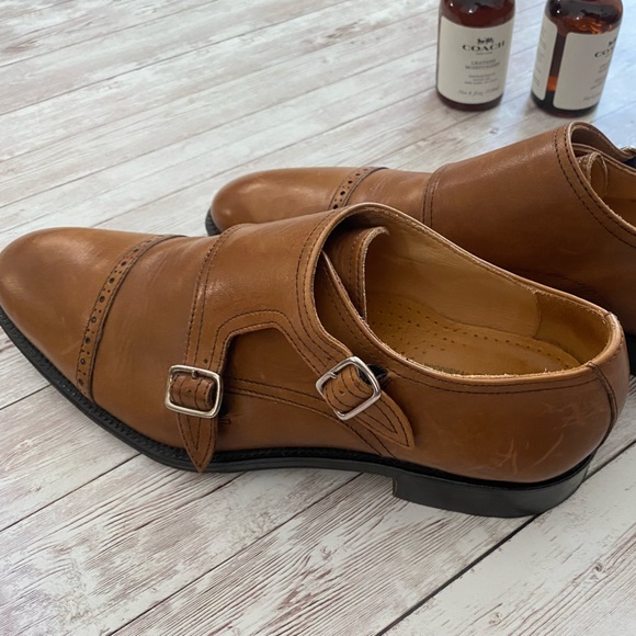 Saks Fifth Avenue Double Monk Strap Calf Skin Leather dress shoes - Picture 7 of 9